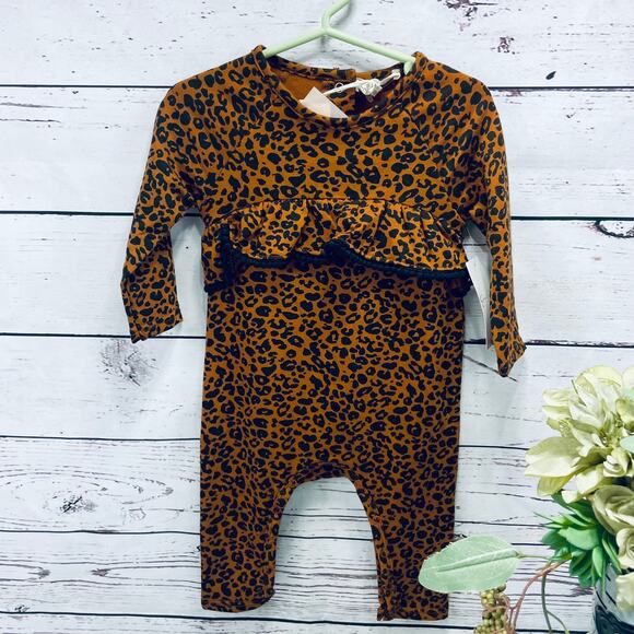 Jessica Simpson Other - NEW Jessica Simpson Leopard Print Brown and Black Romper - Size 12months